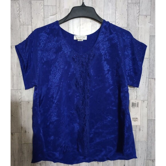 Vintage Val Mode Satin Lingerie Set Top Shorts Floral Purple 90's Y2K NWT Medium - Picture 2 of 10